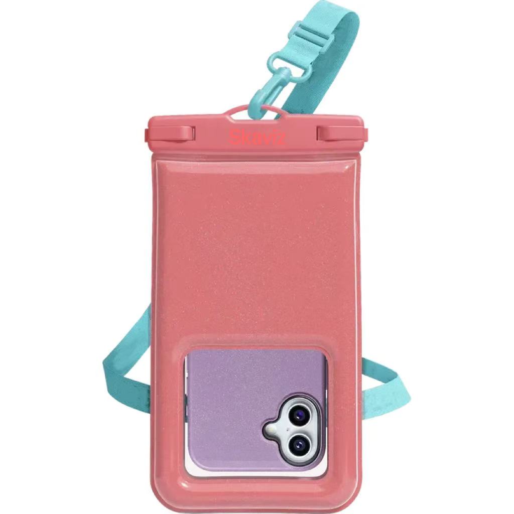 Sparkling Coral Pink Waterproof Pouch – Perfect for Swimming & Outdoor Fun