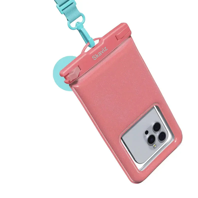 Sparkling Coral Pink Waterproof Pouch – Perfect for Swimming & Outdoor Fun